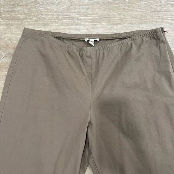 Eileen Fisher Ankle Chino Pants Women XL Tan Brown Elastic Waist Regular Fit Str - Picture 3 of 7
